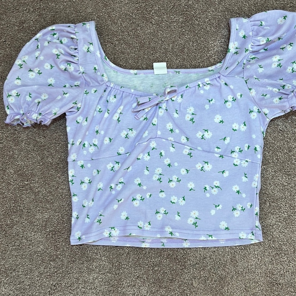 Purple floral print shirt